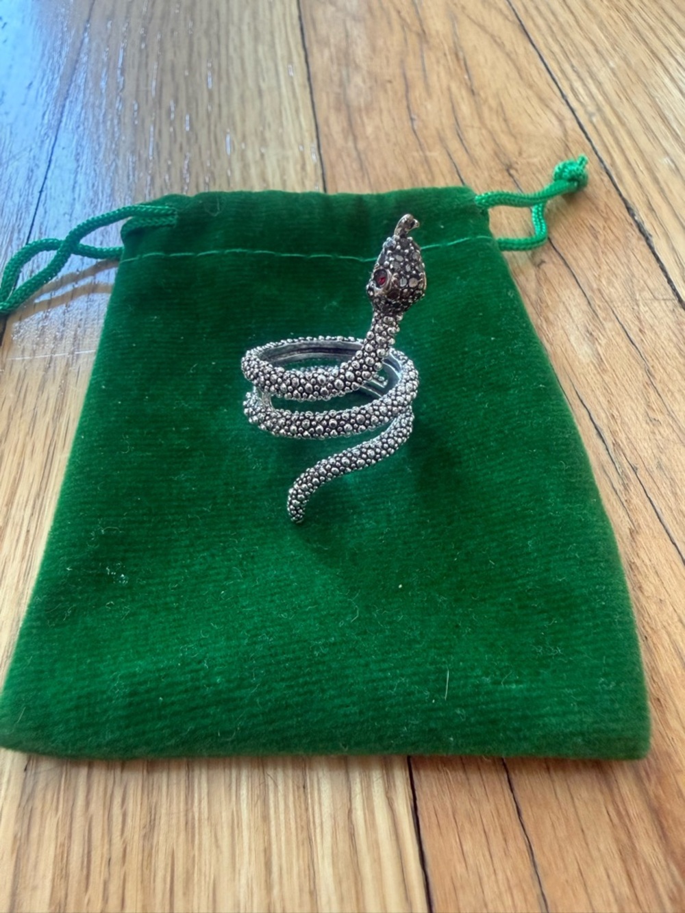 Coiled Snake Statement Ring with Ruby Accent